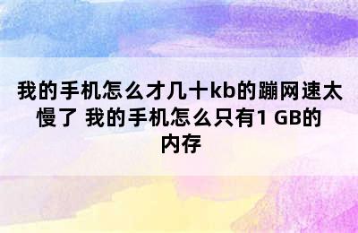 我的手机怎么才几十kb的蹦网速太慢了 我的手机怎么只有1 GB的内存